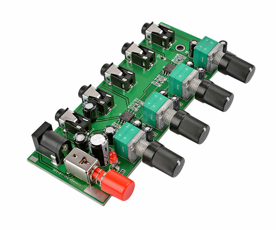 1Pcs Stereo Audio Signal Mixer Board Mix 2way 4way Input 1way Output DC 5V-12V