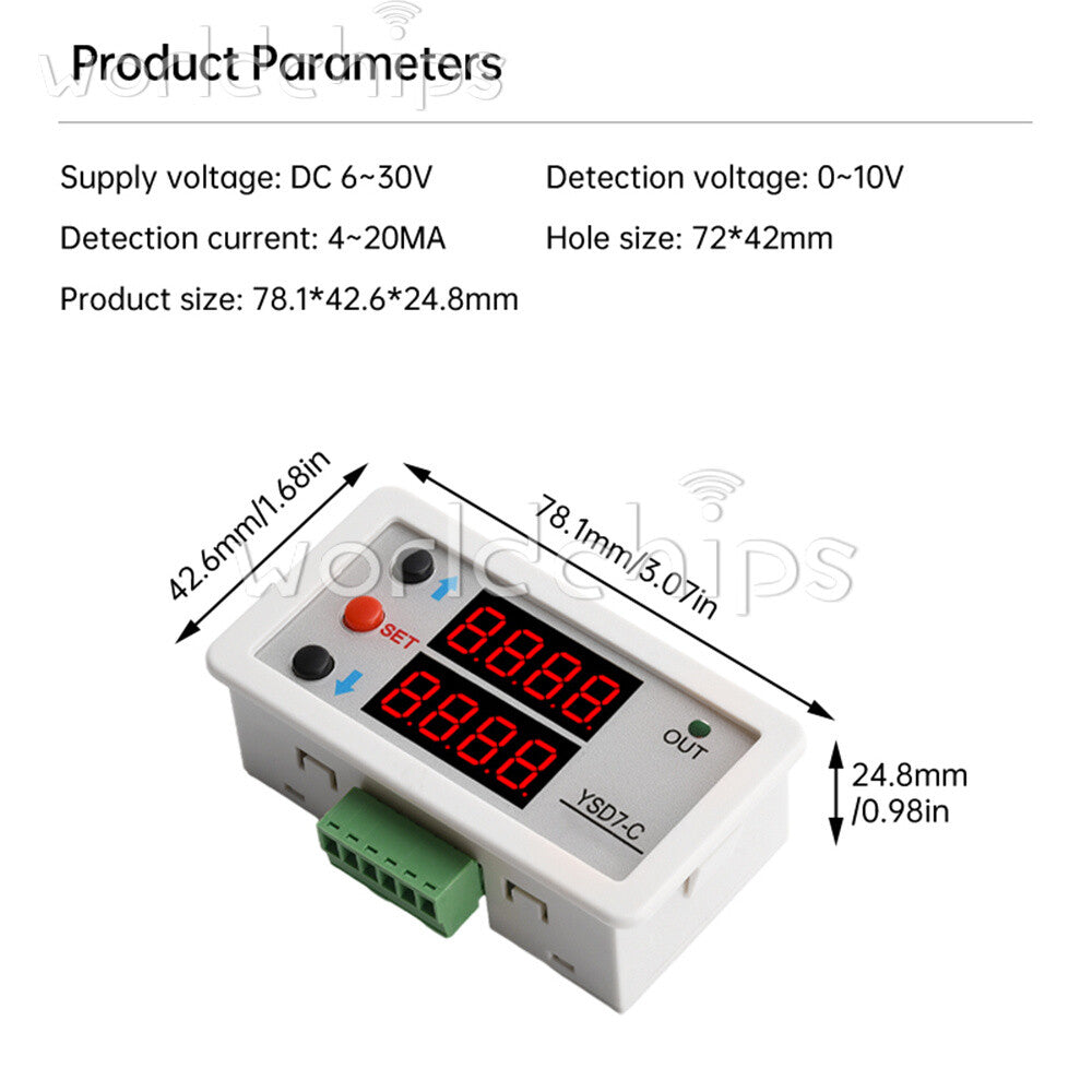 DC0-10V 0-20mA Voltage Current Signal LCD Digital Meter Analog Input Embedded