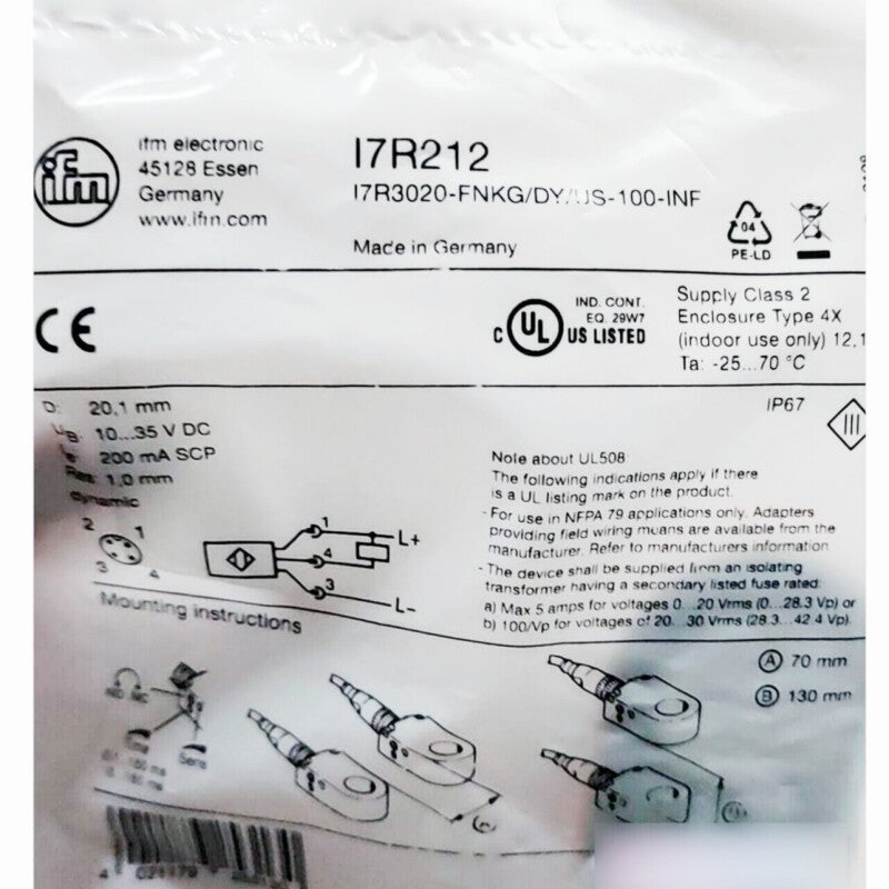 1PCS   I7R212 IFM I7R212 Proximity Switch Sensor  Fast Shipping