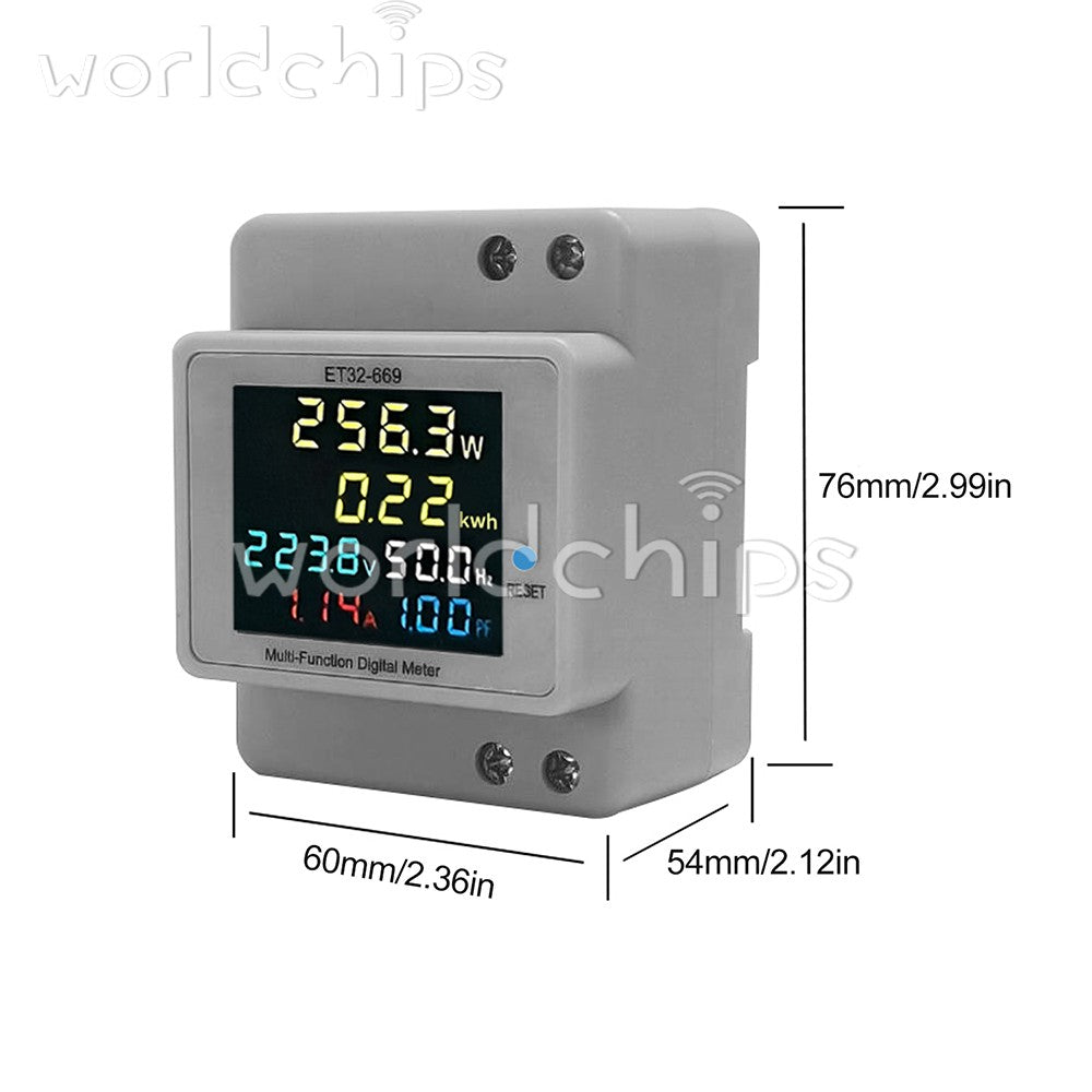 Multifunctional Digital Power Energy Monitor DIN-Rail Electricity Energy Meter