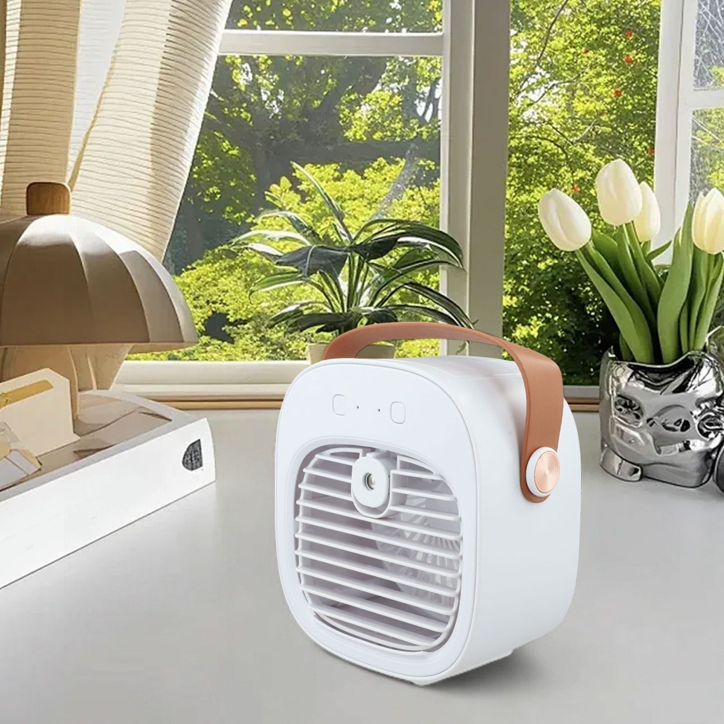 Portable Air Conditioner with Humidifier and 3 Speed Fan Controls for Desk