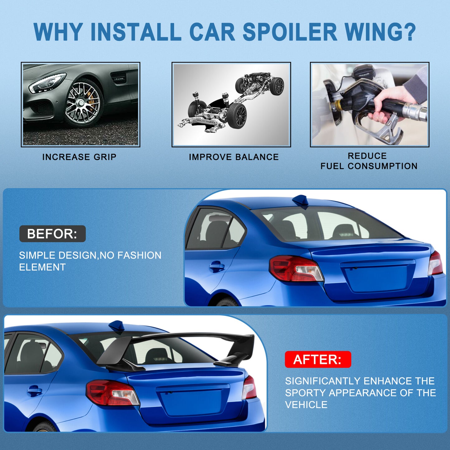 For 15-21 Subaru WRX STI Rear Trunk Lip Painted Black Spoiler Wing