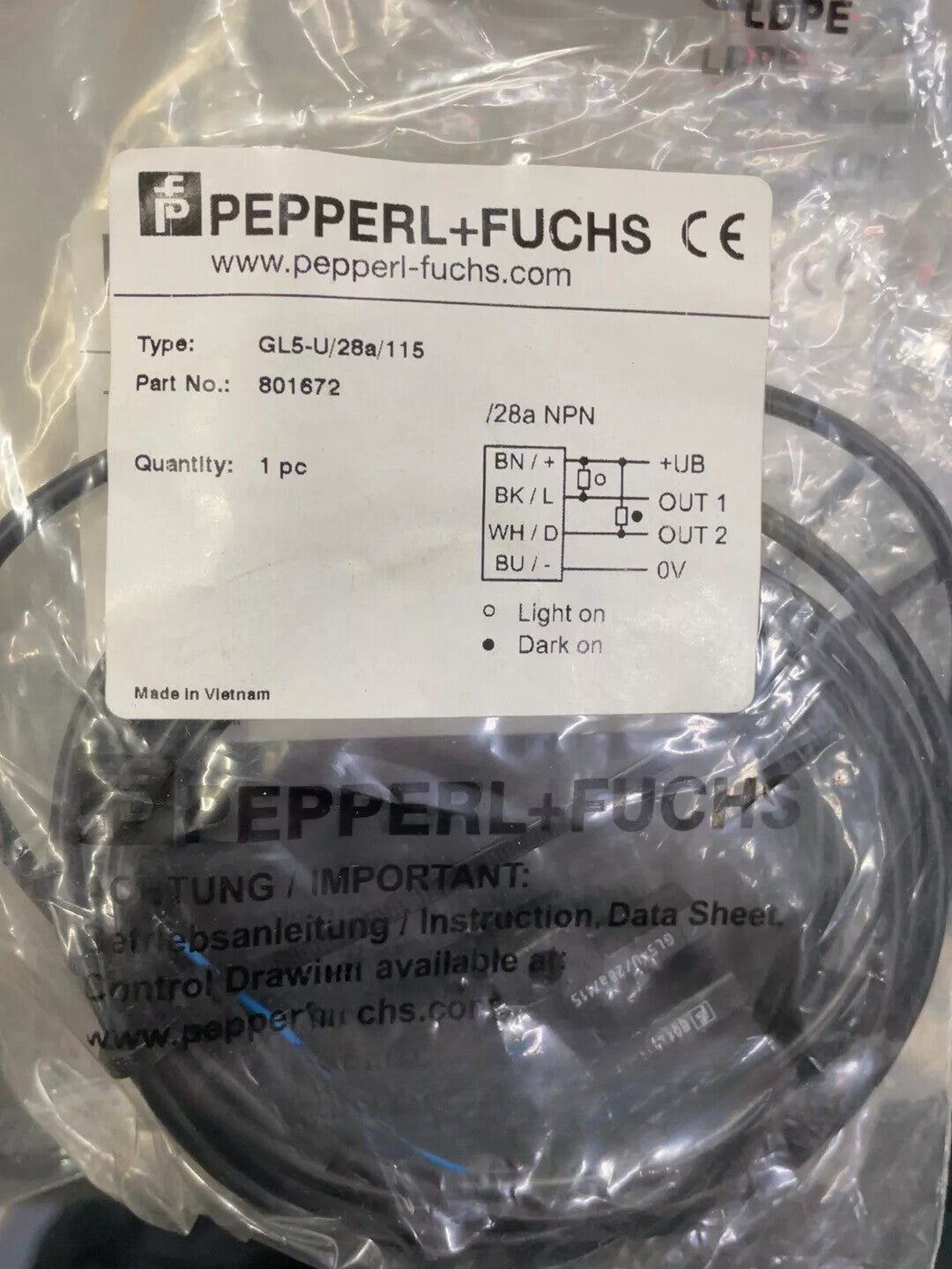 1PC  P+F GL5-U/28a/115 photoelectric sensor