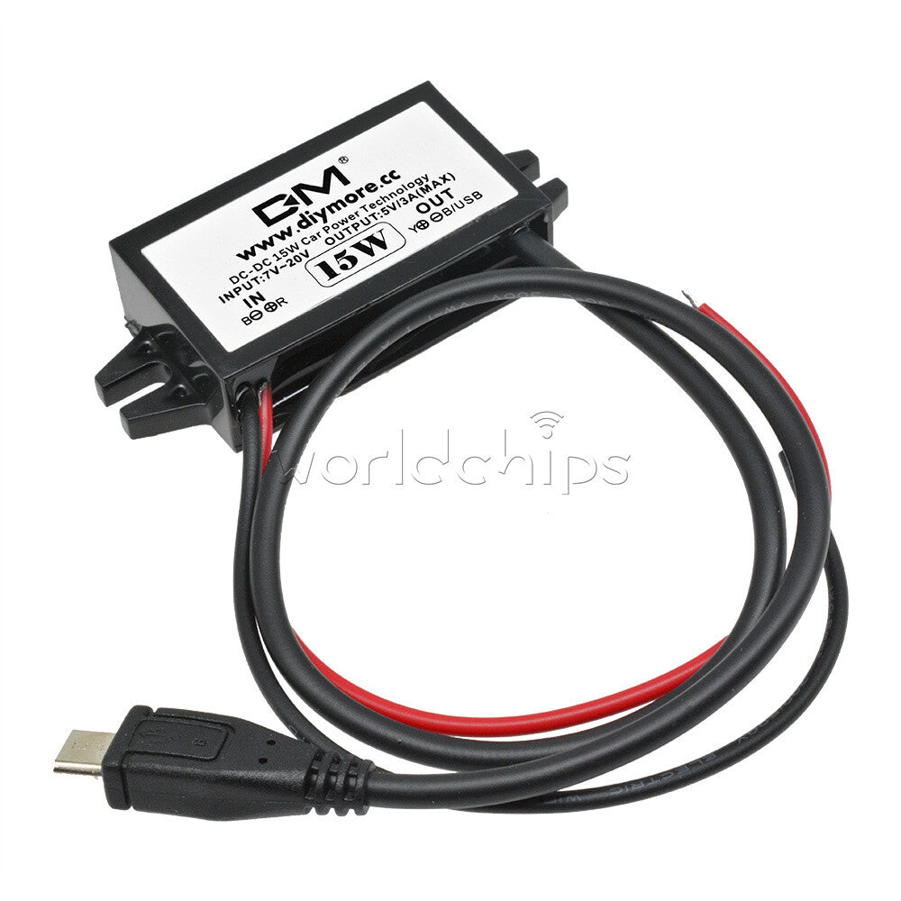 10PCS DC-DC Car Charger Converter Module 12V To 5V 3A 15W with Micro USB Cable