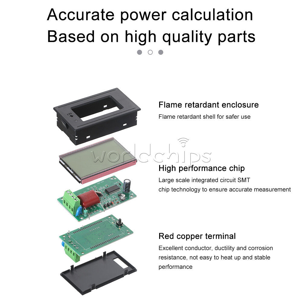 Digital LCD Electrical AC Combo Meter Voltage Current Amp KWh Watt Power Monitor