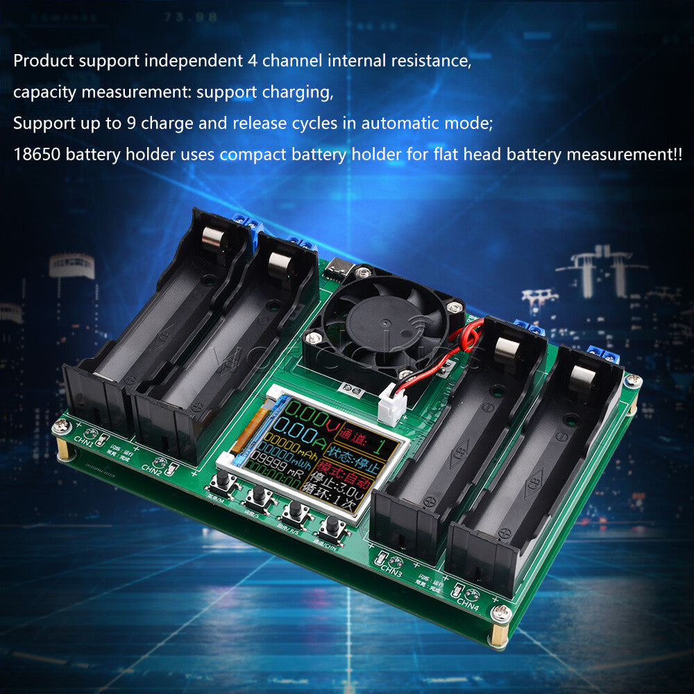 4Channel 18650 Battery Capacity Resistance Tester Auto Charging Discharge Module