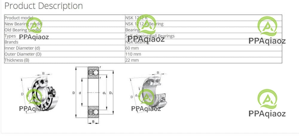 1PC NSK 1212 K Self-Aligning Ball Bearings 60x110x22mm #P