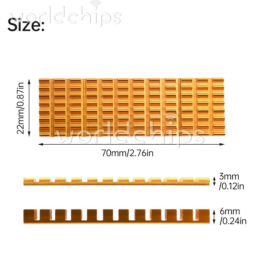 10pc M.2 SSD Cooler Cooling Heat Sink 3/6MM Thickness Slotted Aluminum Heat Sink