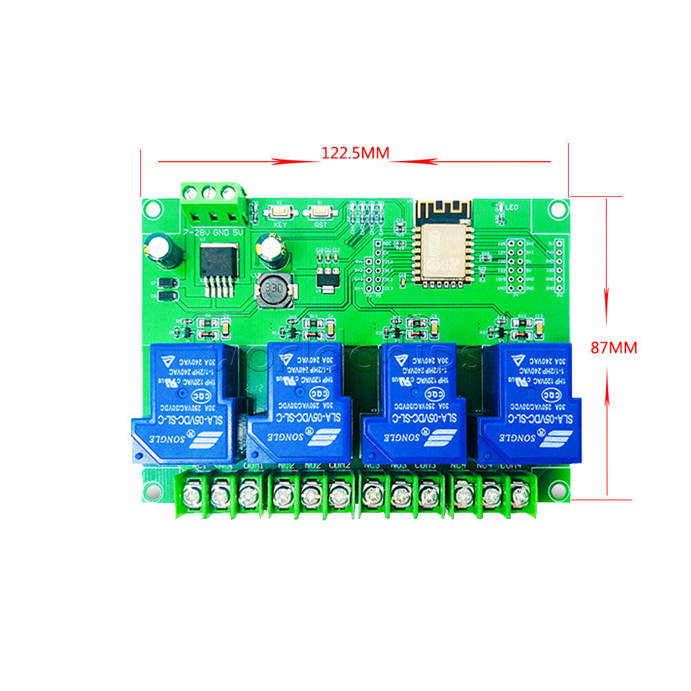 ESP-12F Power Supply Development Board DC7-28V 5V ESP8266 4CH 30A Relay Module