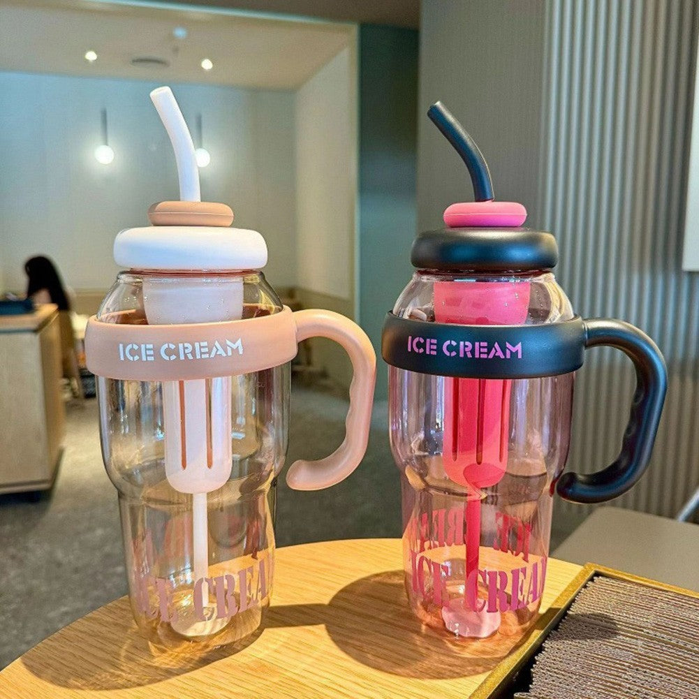 Large 1300ml Plastic Tumbler with Straw Leakproof Lid for Everyday Use