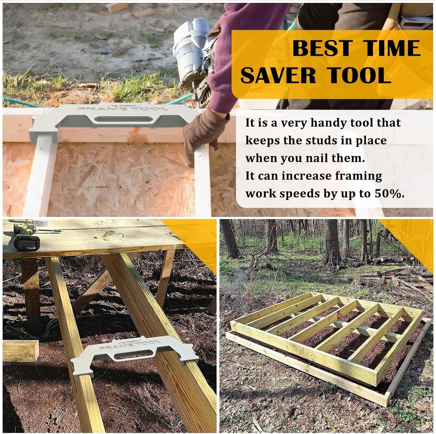 16-Inch On-Center Stud Layout Tool, Cast Aluminum, Precision Framing Jig
