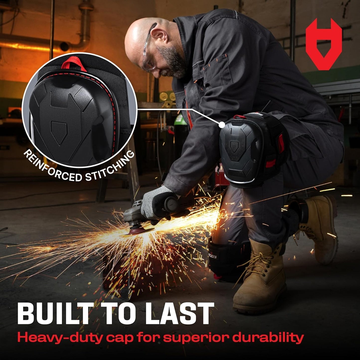 Professional Gel Knee Pads for Work — Heavy Duty Anti-Slip Cap, Extra Dual-Layer