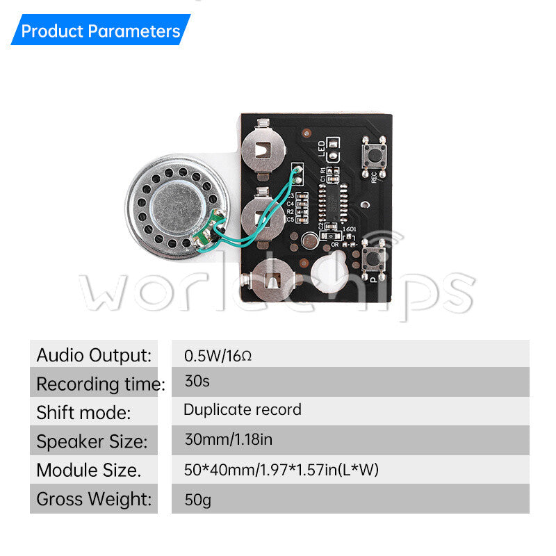 130PCS 30s Greeting Card Recordable Voice Chip Music Box Sound Module + Battery