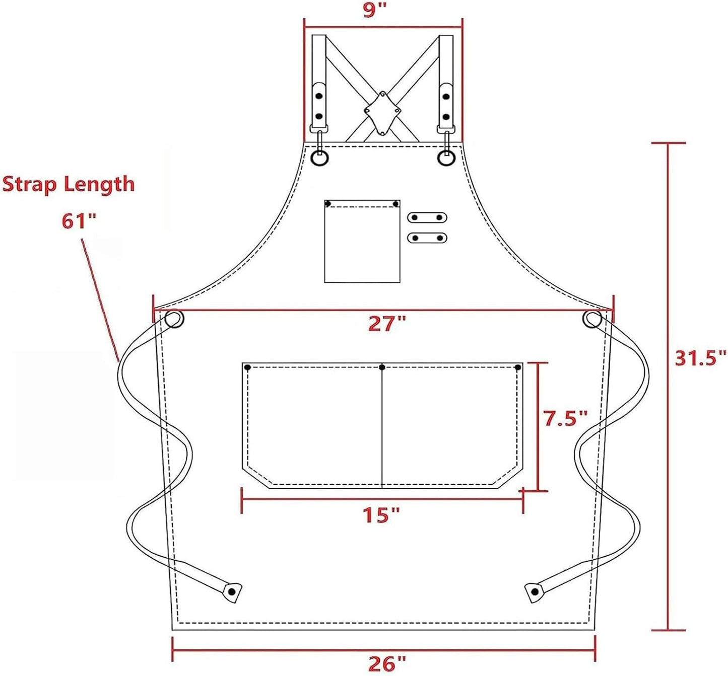 Chef Aprons for Men Women with Large Pockets, Cotton Canvas Cross Back Heavy Dut