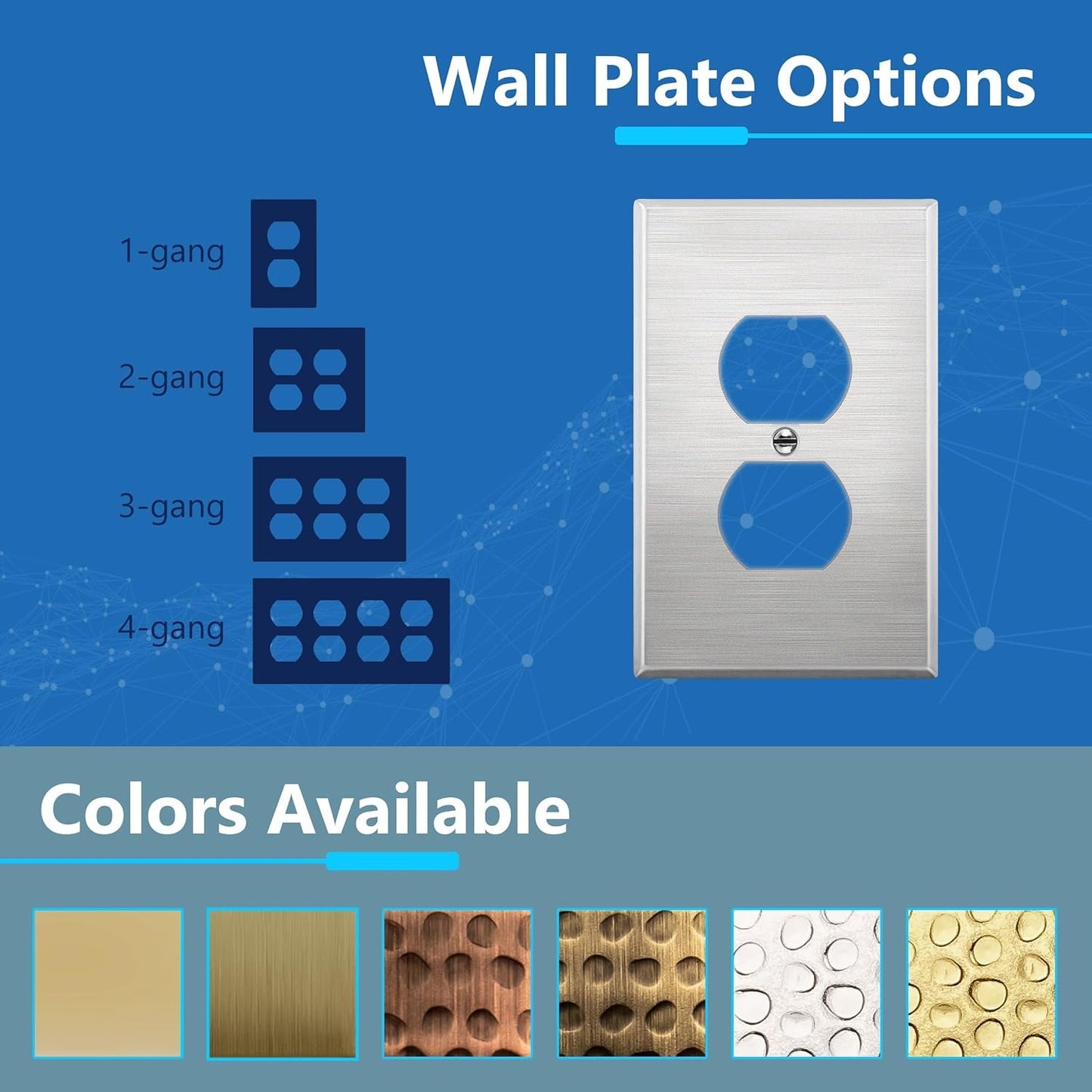 LIDER Duplex Receptacle Metal Wall Plate, Impact and Corrosion Resistant, Metal