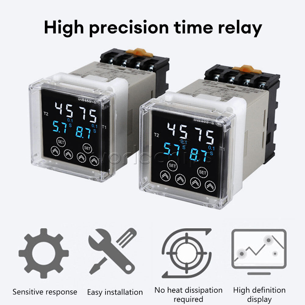 DH48S Digital Delay Time Relay Precision Programmable Cycle With Socket Base