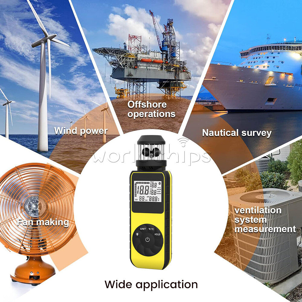Digital Cup Anemometer Compass Measure Wind Temperature 360°Rotating + Backlight