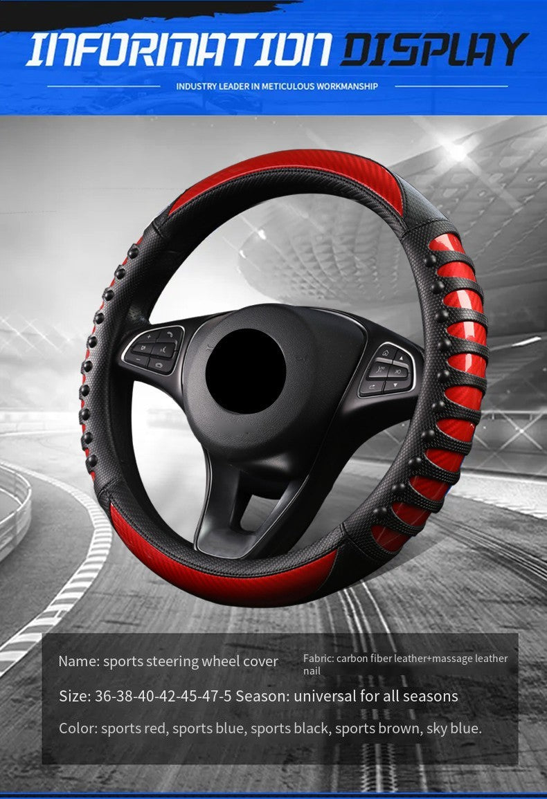 Carbon Fiber 3D Anti Slip Steering Wheel Cover for Truck Bus Summer Use