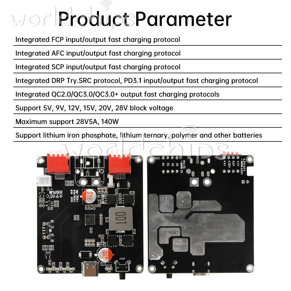 140W Bidirectional Fast Charger Module 2S-6S Li-ion Battery Charging Board