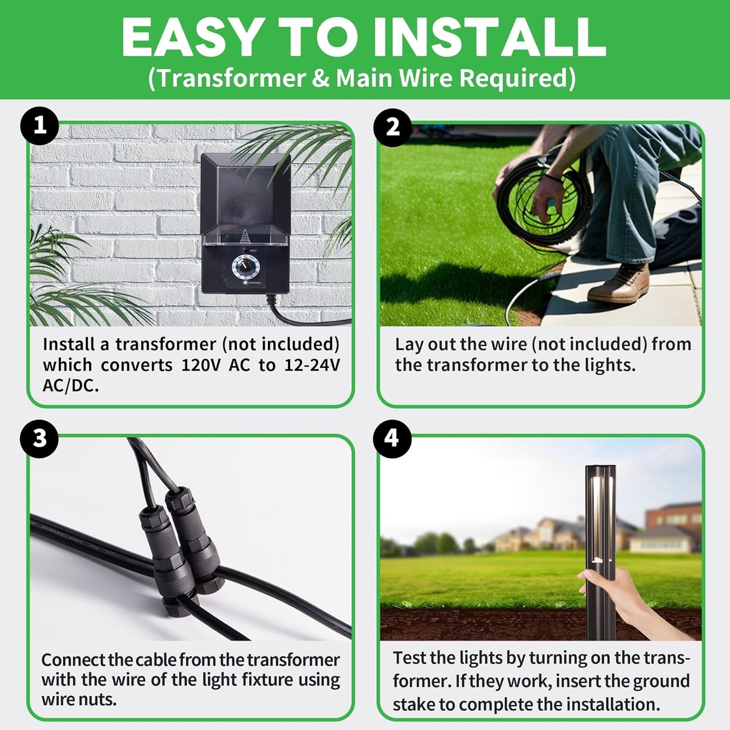 Low Voltage Pathway Lights, LED Landscape Path Lights, Outdoor Waterproof IP65,