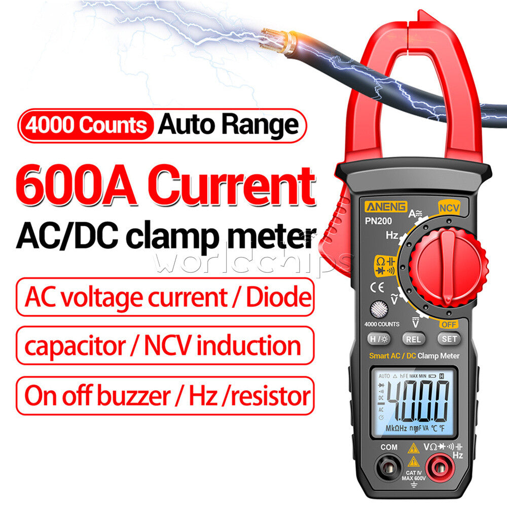 Digital Multimeter Clamp Meter Tester AC/DC Voltage Current Non-Contact 0-600A