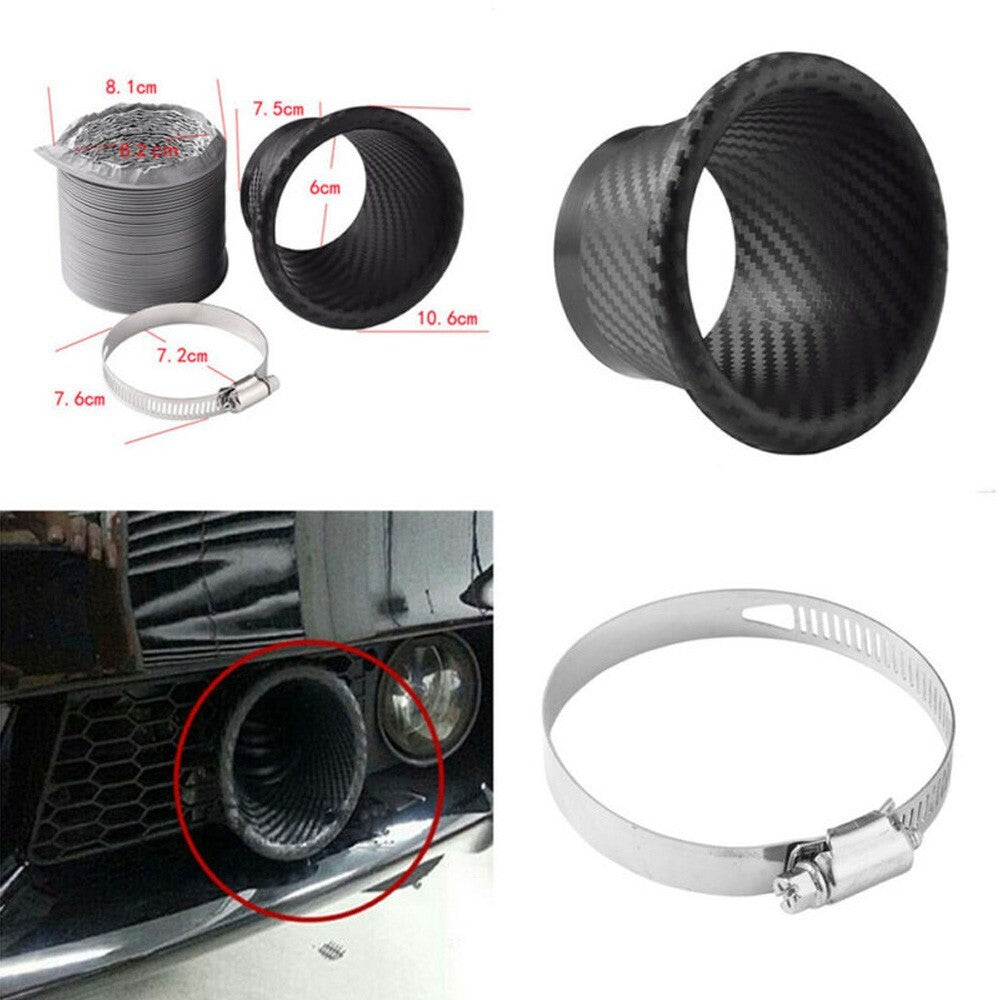 Car Front Bumper  for TURBO Air Intake Pipe Turbine Funnels Set Carbon Fiber