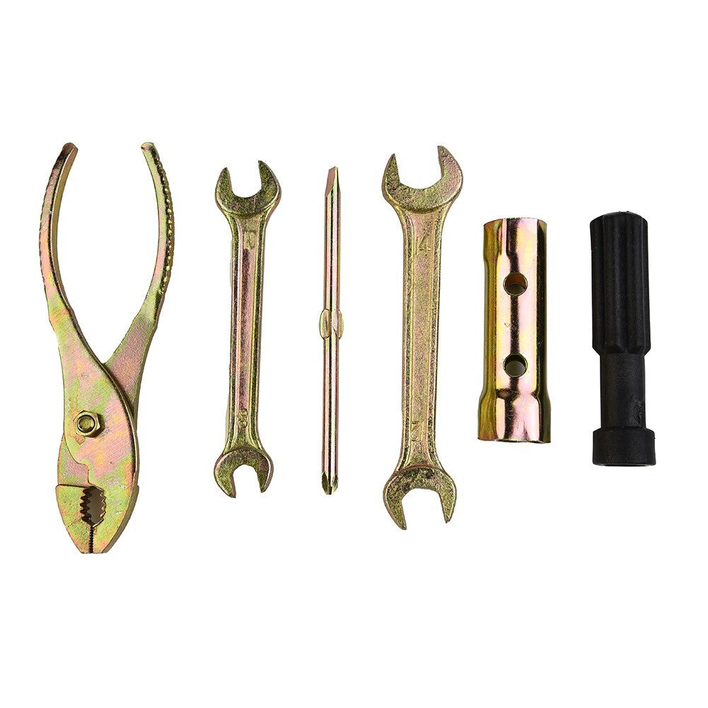 5pcs Motorcycle Spanner + Wrench + Screwdriver +Pliers Tool Kit W/ Storage Bag