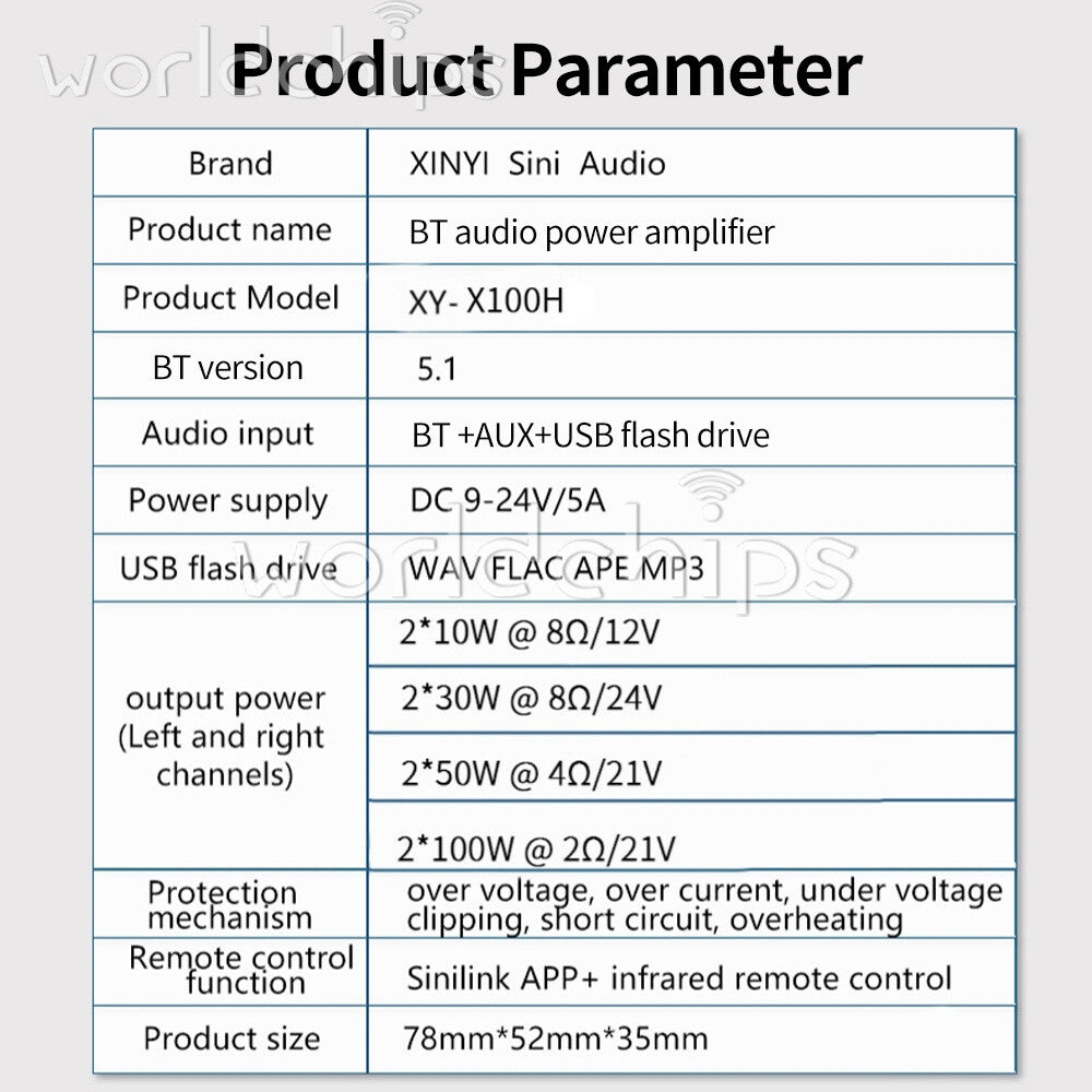 X100H HIFI Bluetooth Stereo Digital Audio Power Amplifier Board TPA3116 Class-D