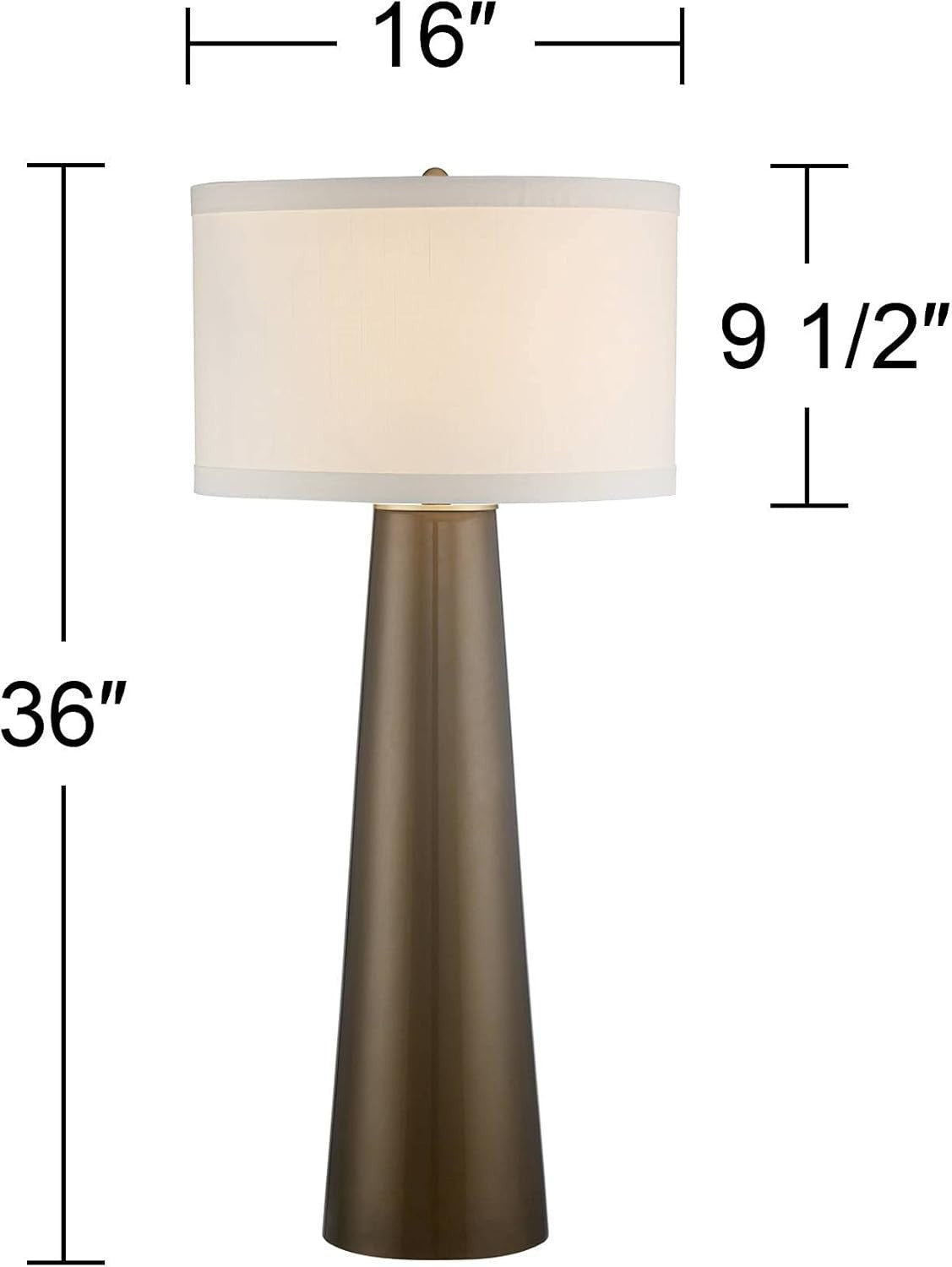 Karen 36" Modern Table Lamp, Dark Gold Glass, Off White Shade