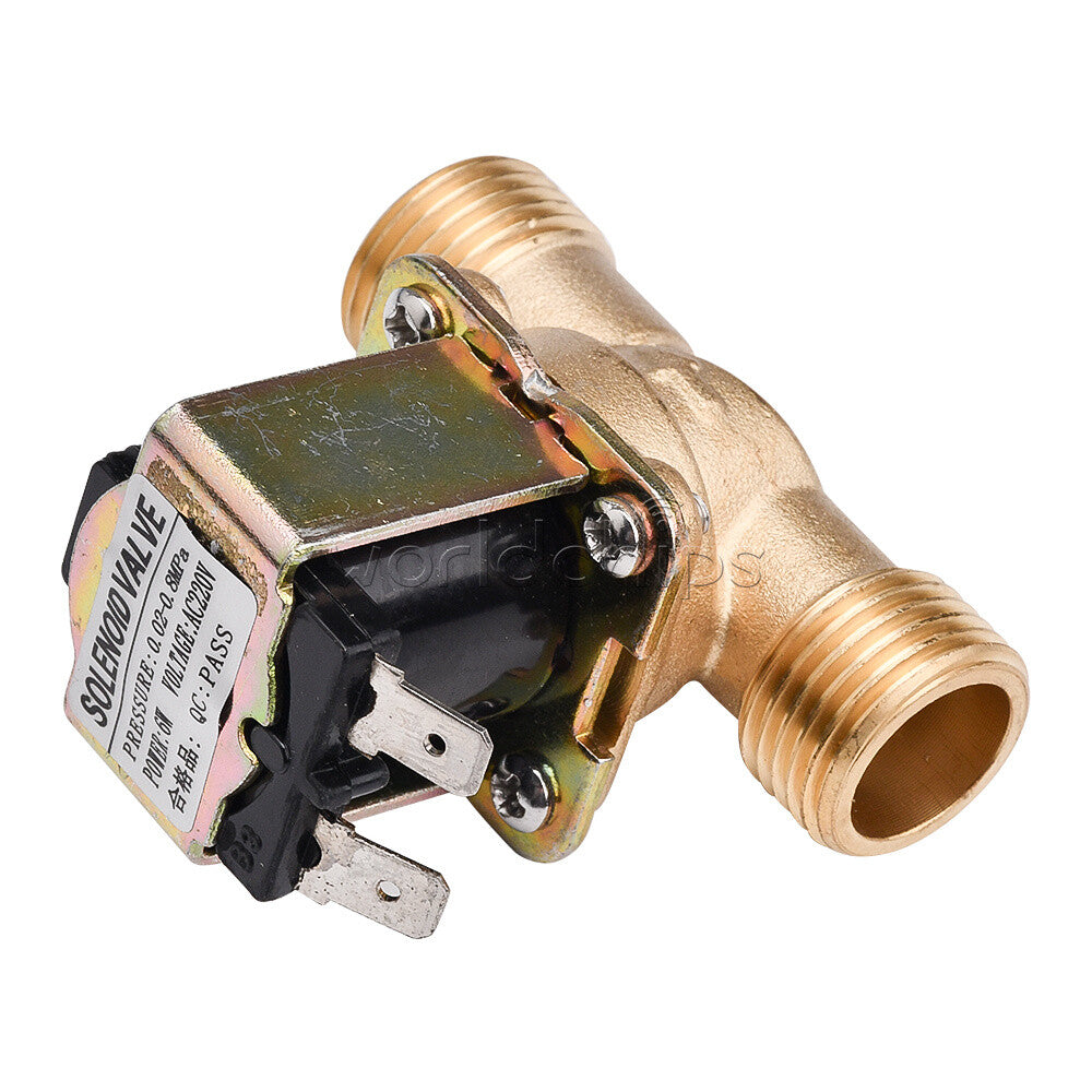 G1/2 Brass Electric Solenoid Valve N/C 12V 24V 220V Water Air Inlet Flow Switch