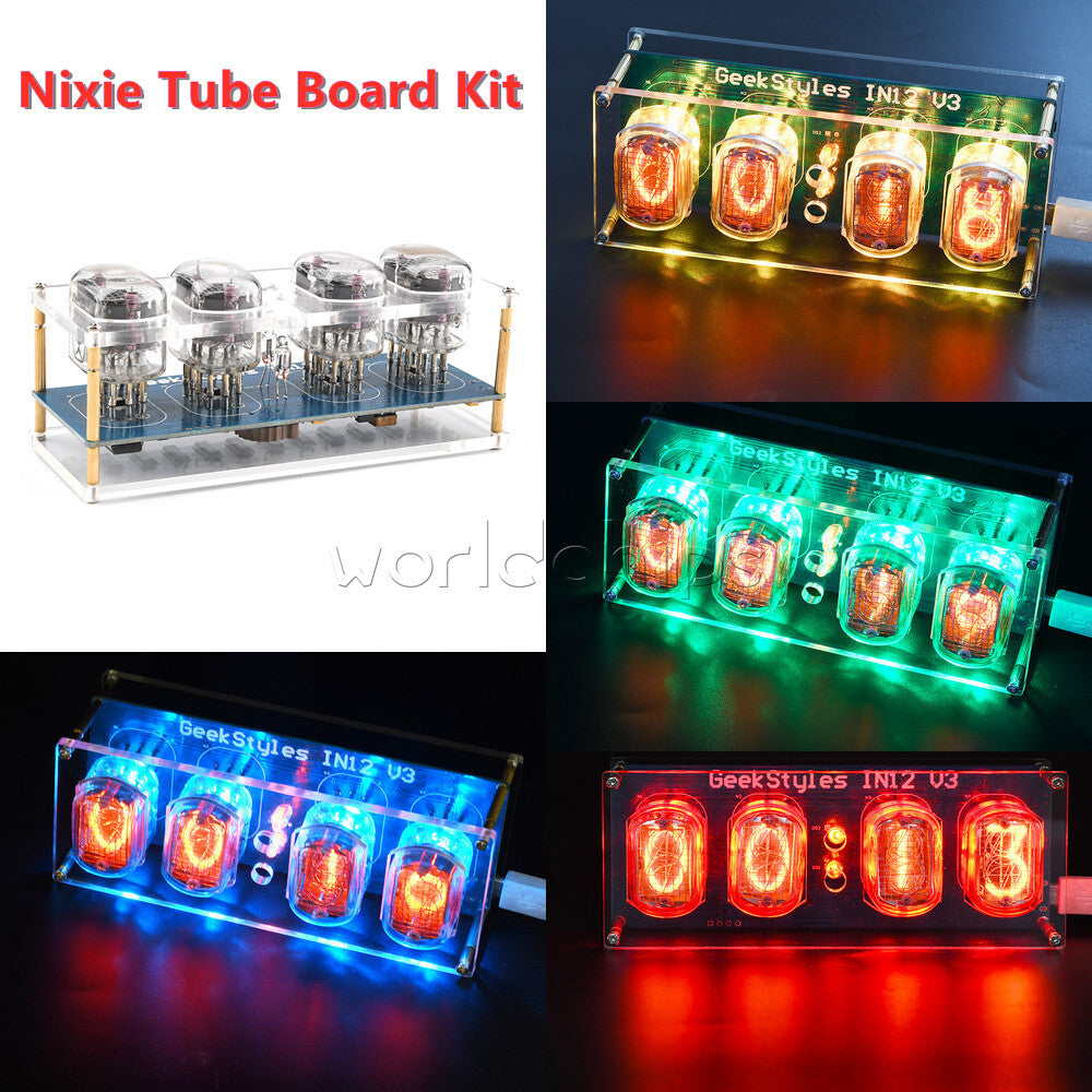 Micro USB Tube Glow Nixie Tube Clock DIY Kit for IN14/ IN12 IN-12 QS30 PCBA RGB