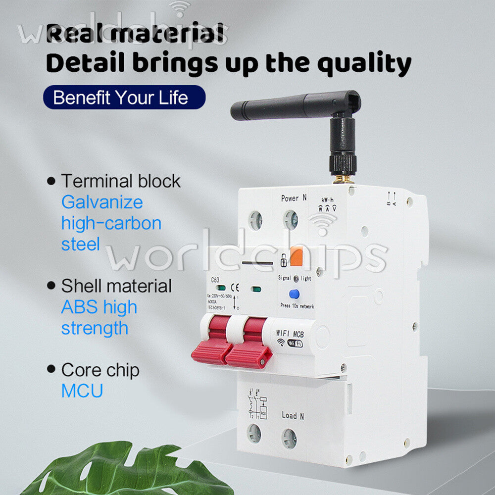 Tuya WIFI/Zigbee AC Smart Circuit Breaker Metering Remote Control On-Off Breaker