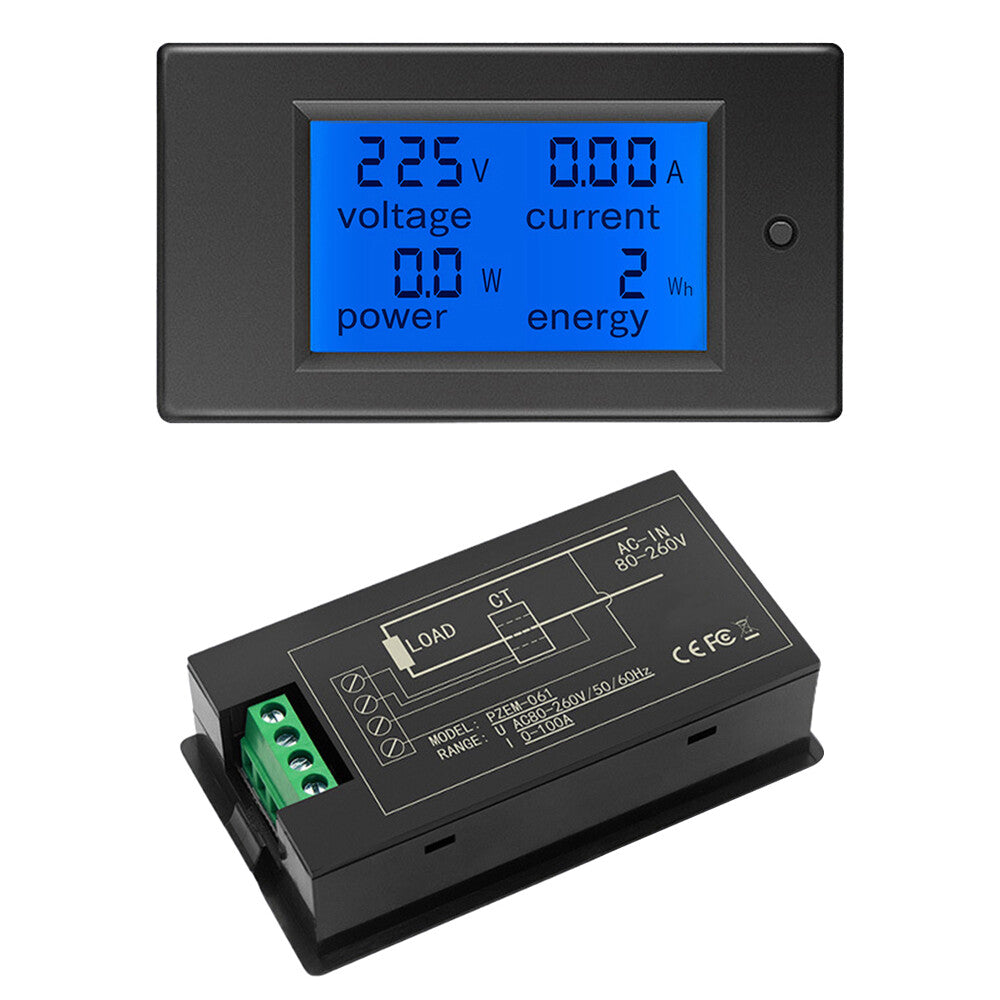 AC80V-260V Digital LED Display Voltmeter Ammeter Wattmeter Power Energy Meter