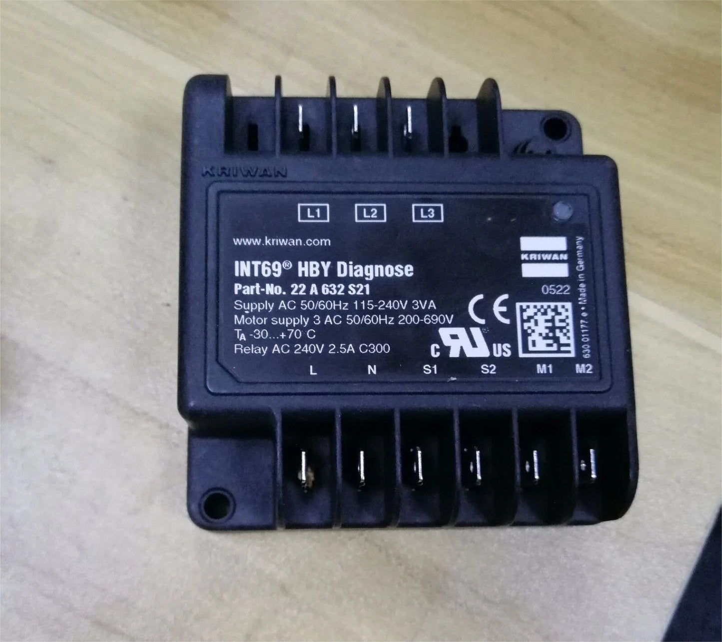 KRIWAN    INT69 HBY DIAGNOSE   22 A 632 S21  MOTOR PROTECTOR   NO BOX .