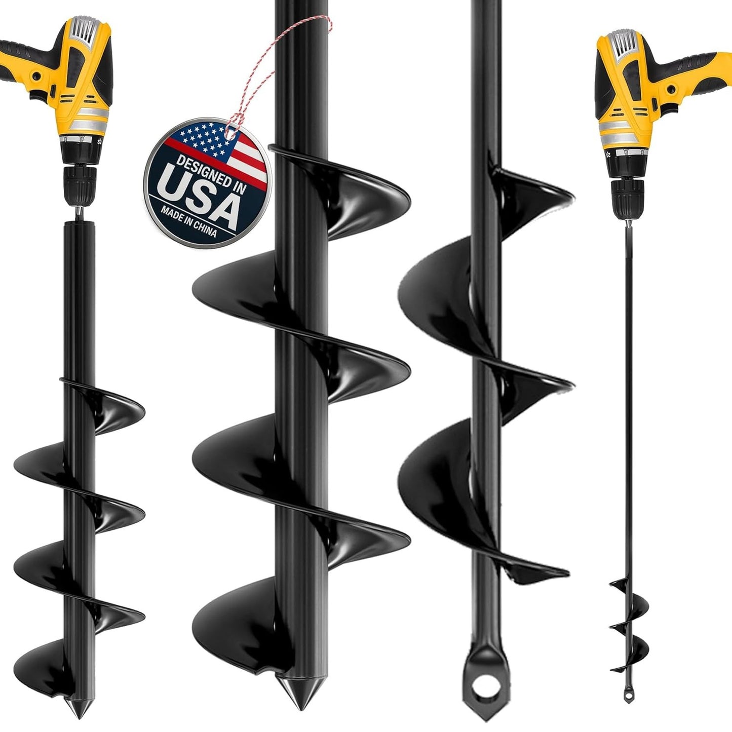 Auger Drill Bit for Planting 2 Pack 1.6 X 16 Inch & 3.5 X 16 Inch Set – Garden S