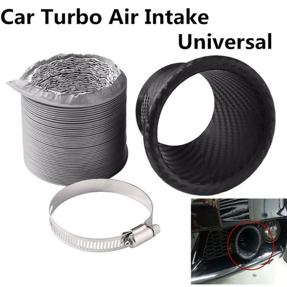 Car Front Bumper  for TURBO Air Intake Pipe Turbine Funnels Set Carbon Fiber