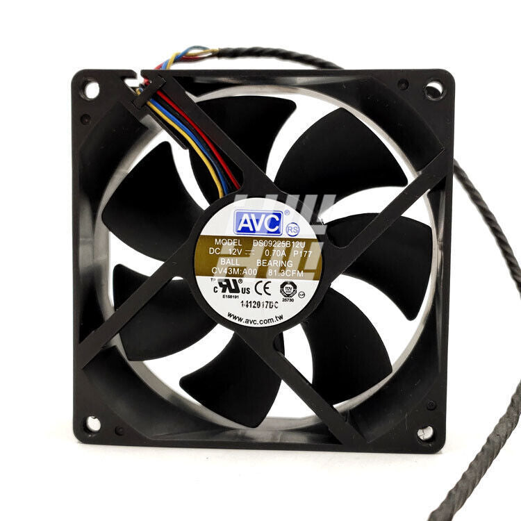 DS09225B12U 12V 0.56A 9CM 9025 4-wire dual ball bearing PWM fan thermostat