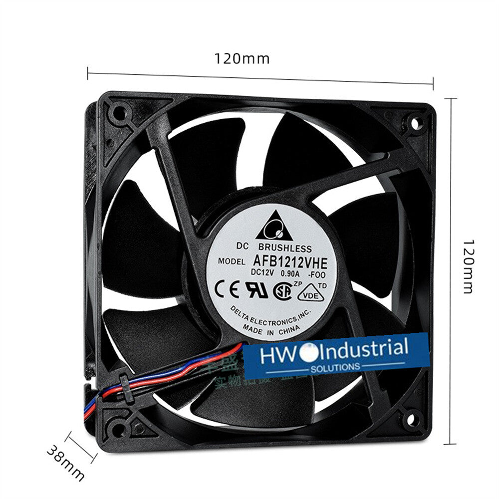 1/piece Delta AFB1212VHE 12CM 12038 3-wire 0.9A 12V Server Chassis Cooling Fan