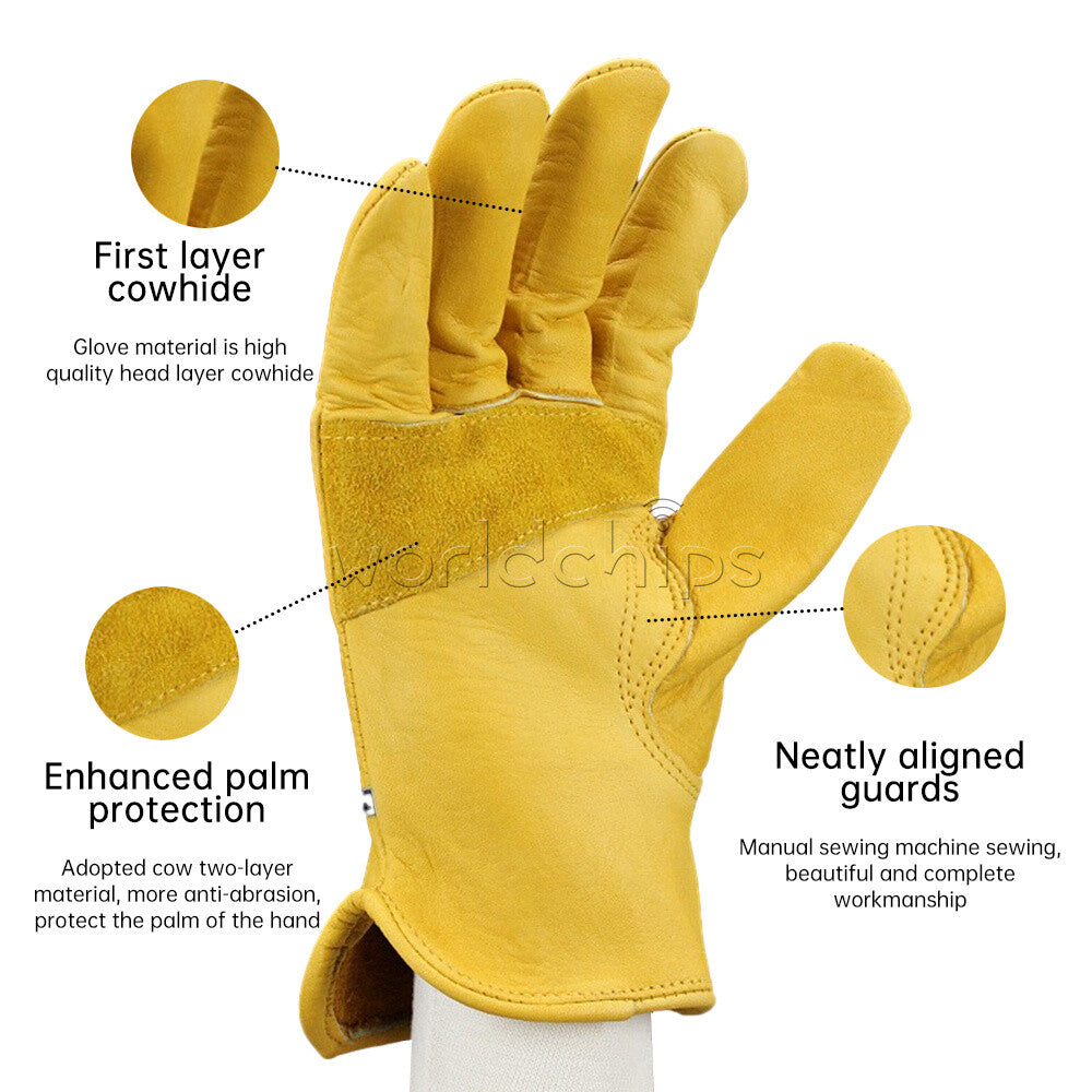 Yellow Leather Driver Work Gloves BBQ Gloves Oven Gloves Safety Work Gloves