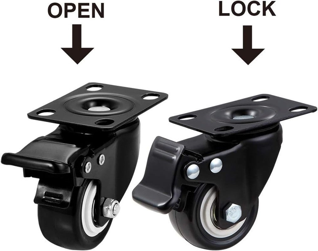 Caster Wheels, 2 Inch Casters, Casters Set of 4 Heavy Duty -  Locking Casters, S