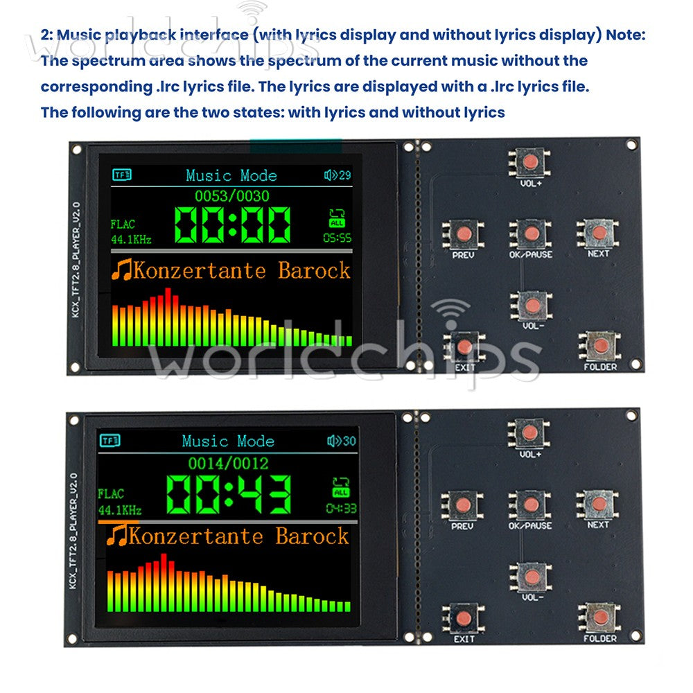 TFT Color Screen 2.8 inch Lossless Audio Decoder Digital Audio Playback Module