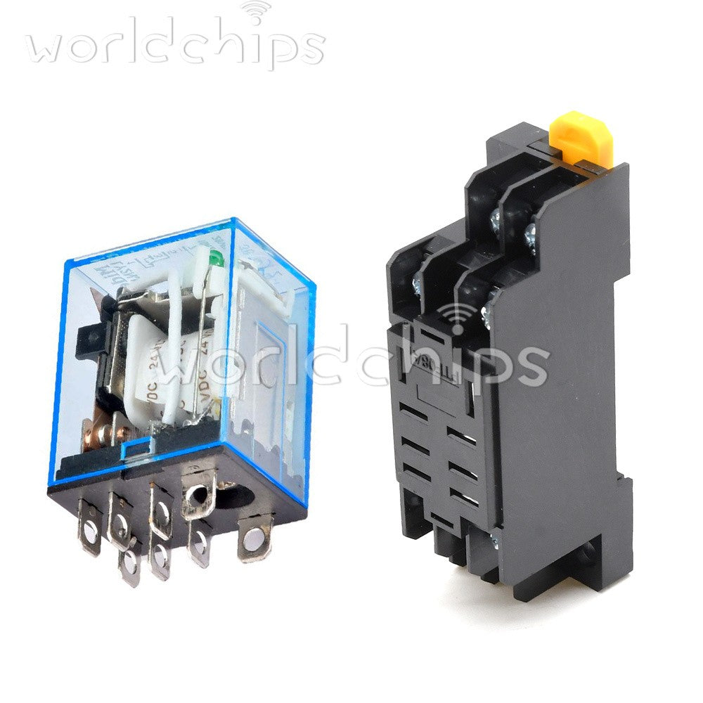 10 set DC 24V 10A Coil LY2NJ Small Relays Module 8PIN DPDT with Base
