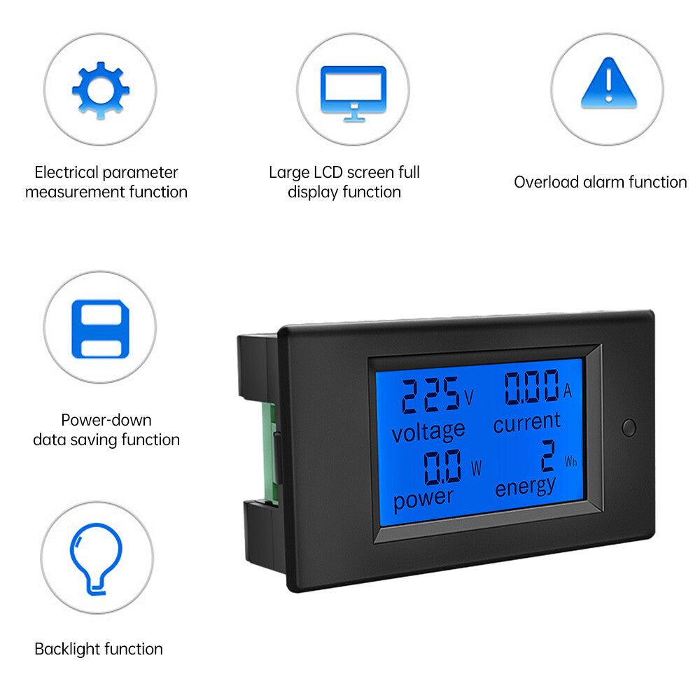 AC80V-260V Digital LED Display Voltmeter Ammeter Wattmeter Power Energy Meter