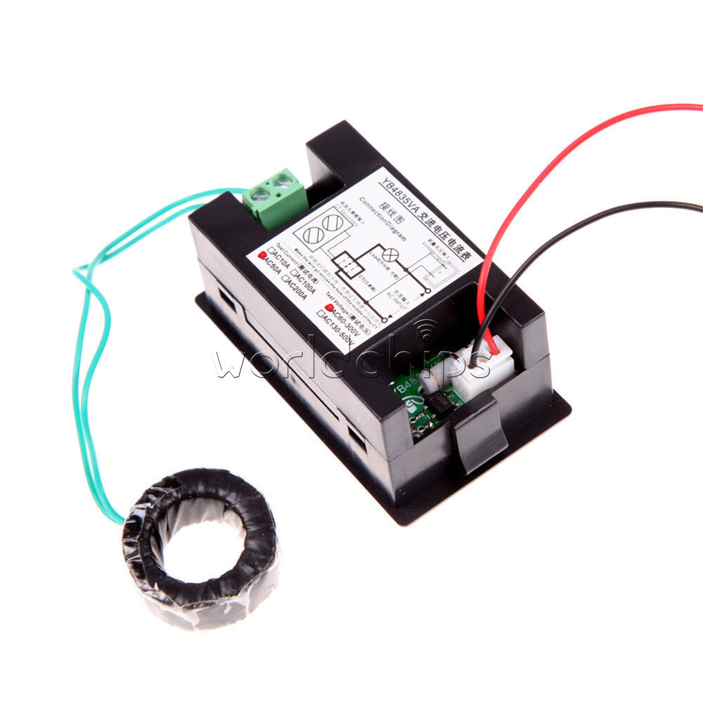 Dual LCD Digital Voltmeter Ammeter AC Voltage & Current Meter 80-300V 0.1-100A