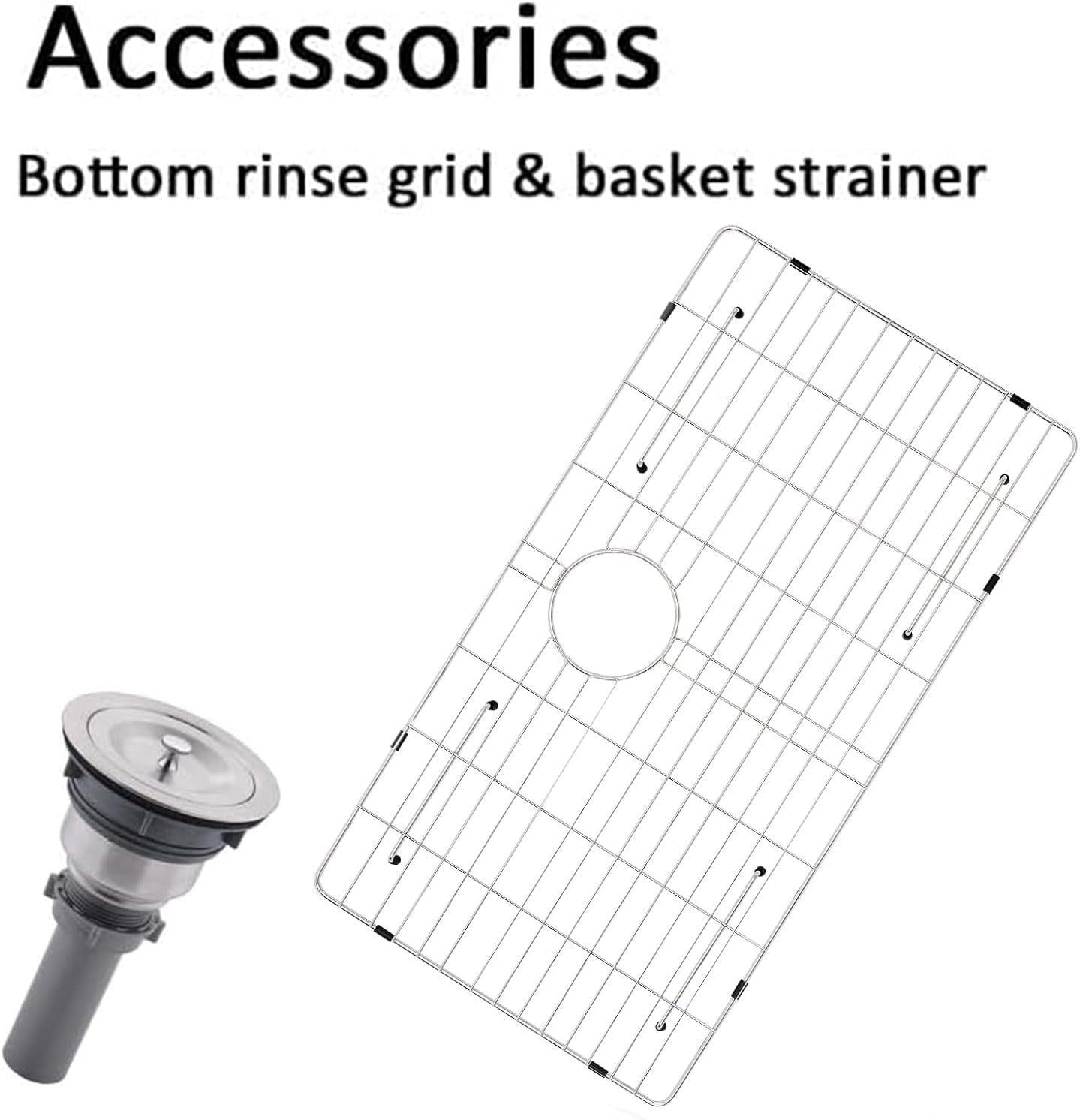 33x22 Inch Drop In Kitchen Sink, Stainless Steel Brushed Nickel with Dish Grid