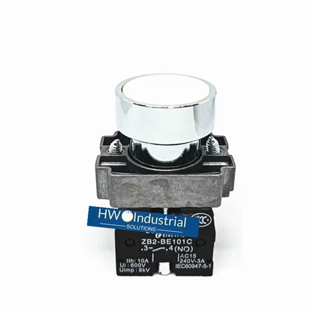 2/Piece  Flat Head Button Self Reset Switch XB2BA11C XB2-BA11C White 1NO