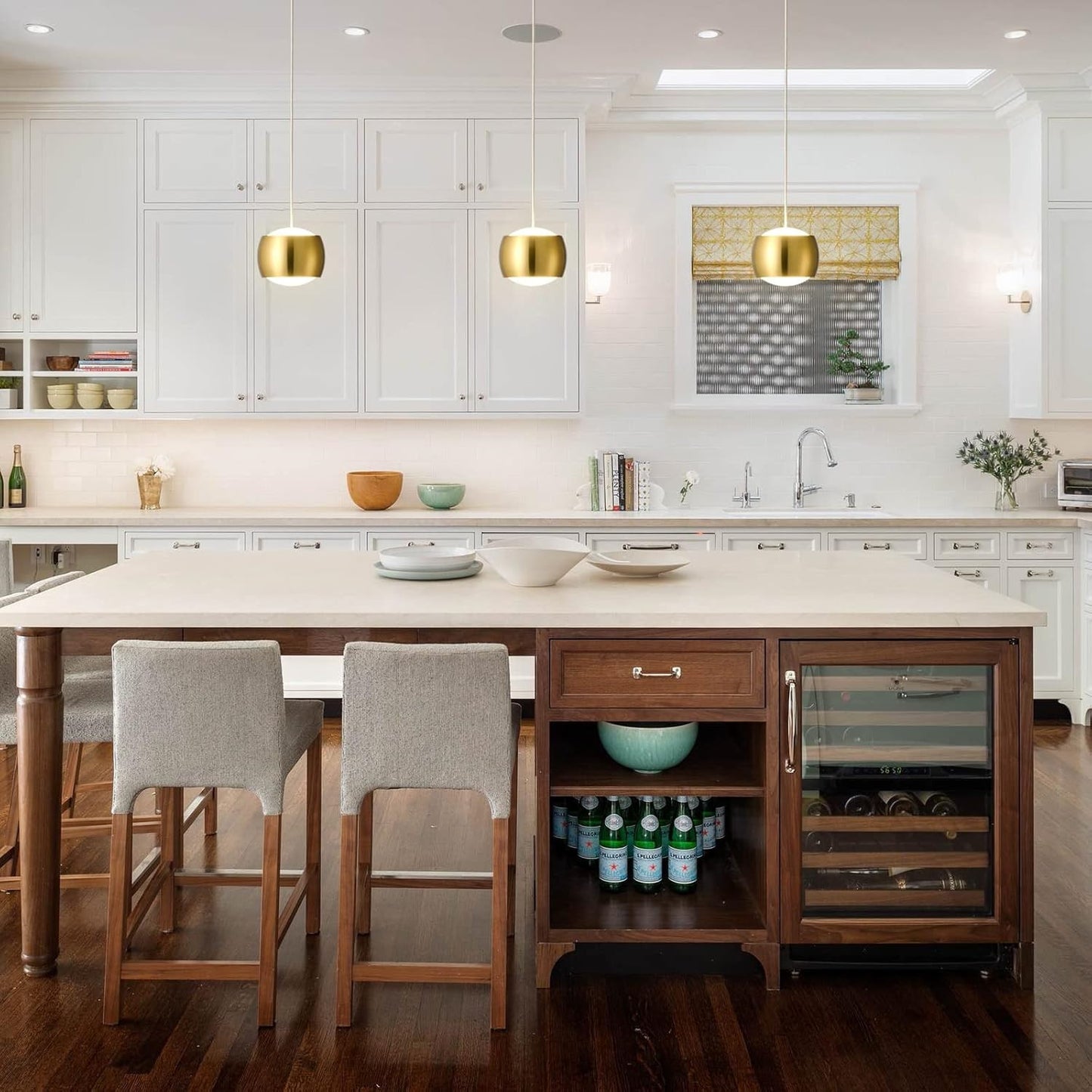 3-Pack LED Dimmable Pendant Lights, Gold Finish for Kitchen Island and Dining