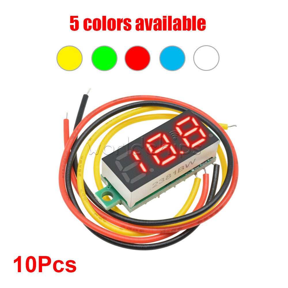 10x Mini DC 0-100V 0.28Inch 3-Digital Voltmeter LED Voltage Panel Meter 3 Wire