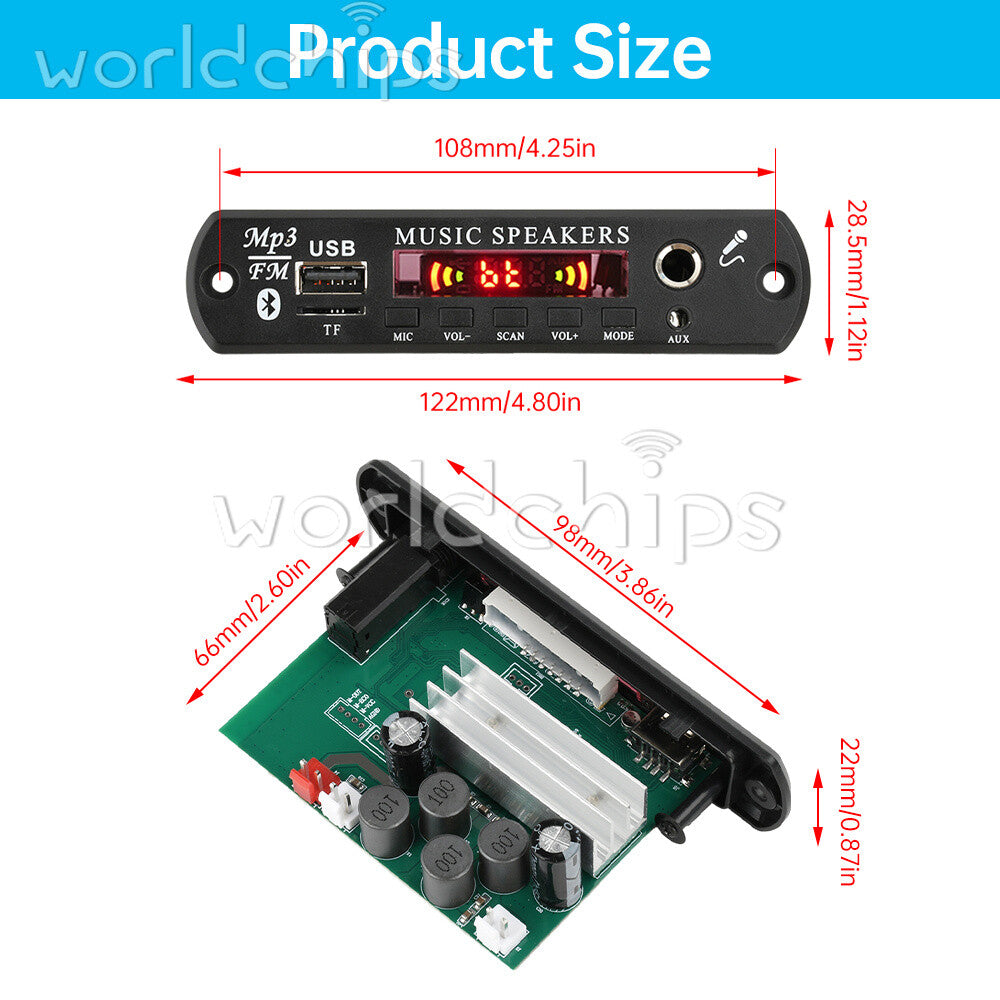 2*80W Amplifier MP3 Player Decoder Board Wireless Bluetooth Car Audio FM Radio