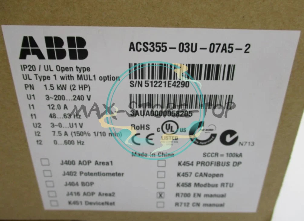 1 PC ACS355-03U-07A5-2  ABB Frequency Converter Fast delivery